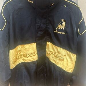 Lamborghini Black and Gold Racing-Style Bomber Jacket